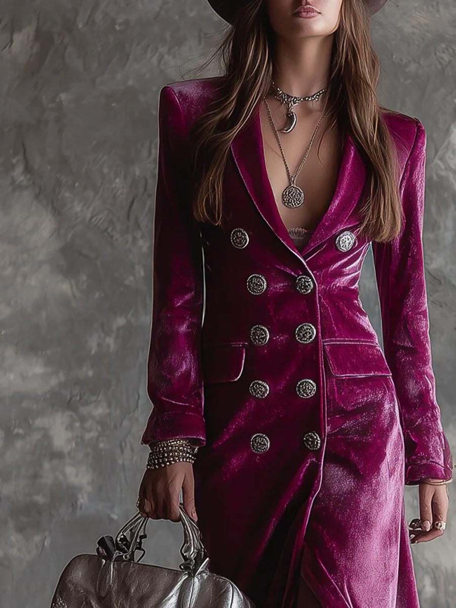 Ruvelle | Women's Longline Blazer with Button Front and Long Sleeves