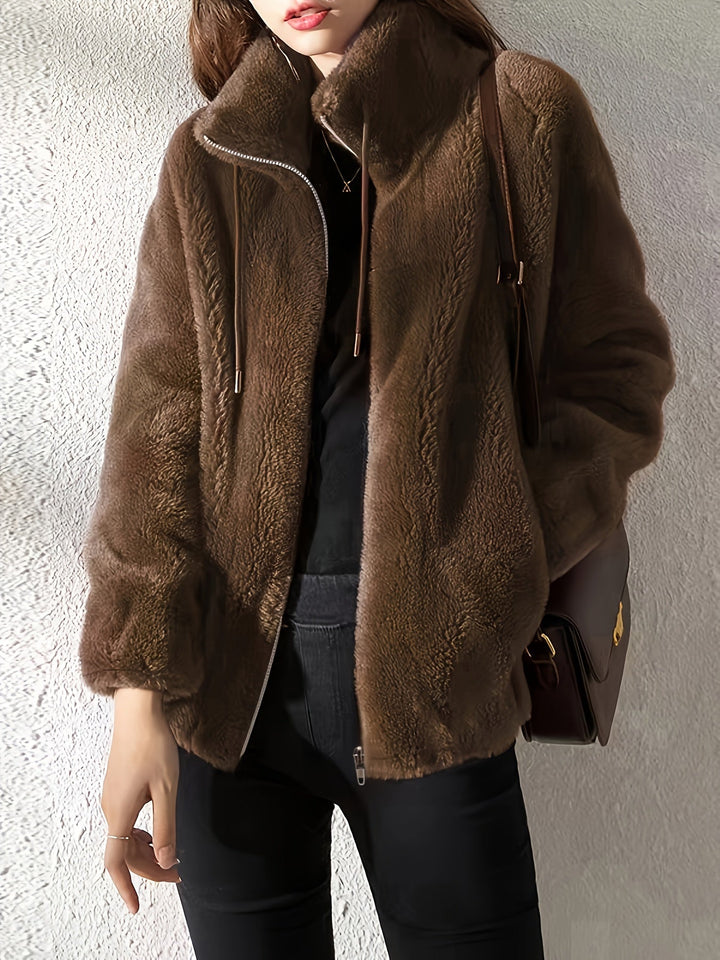 Avelora | Women's Modern Cut Cozy Zip Jacket with Luxurious Plush Texture