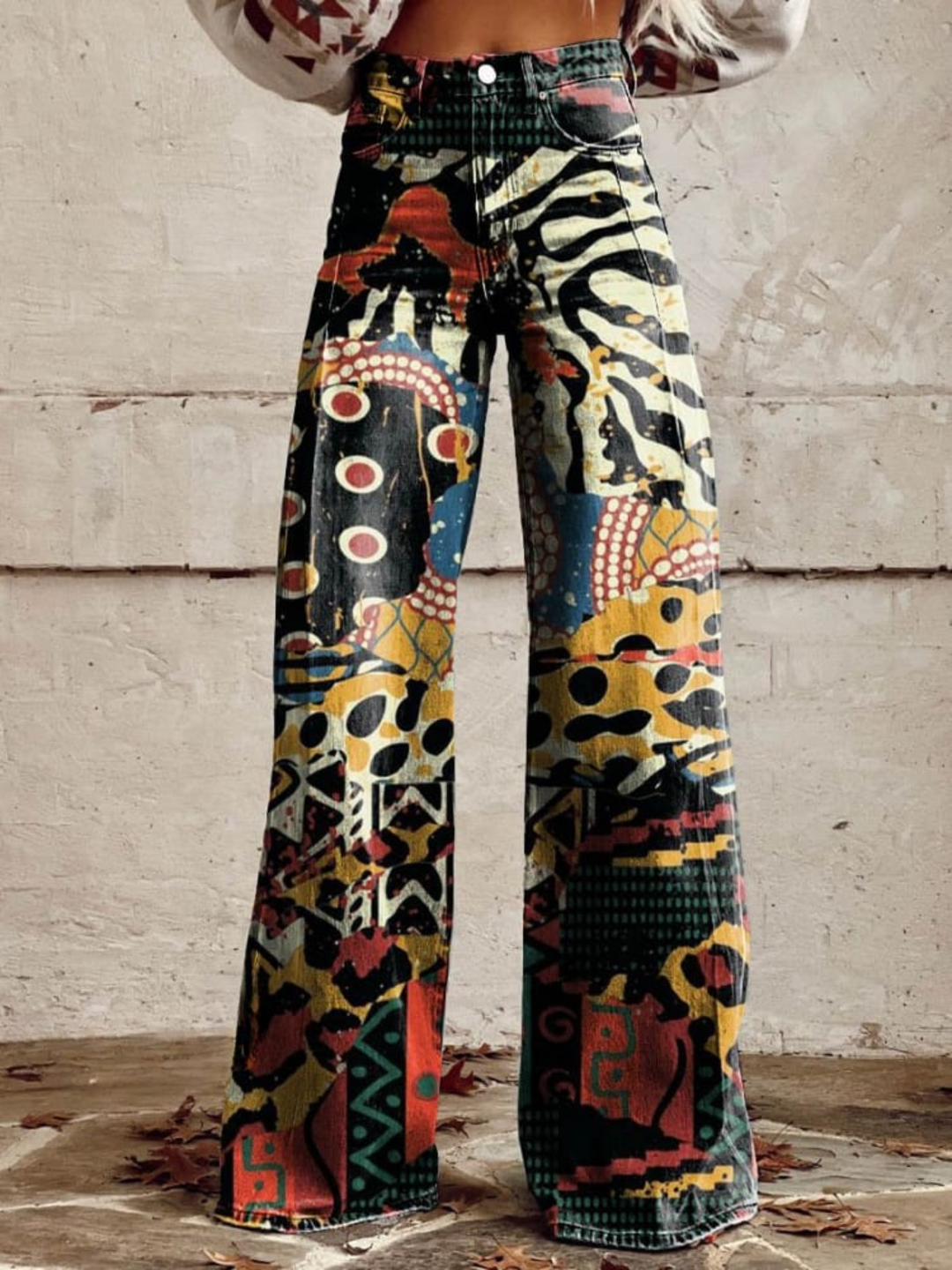 ÉLODIE™ | Chic Wide-Leg Pants Featuring a Striking Artistic Design