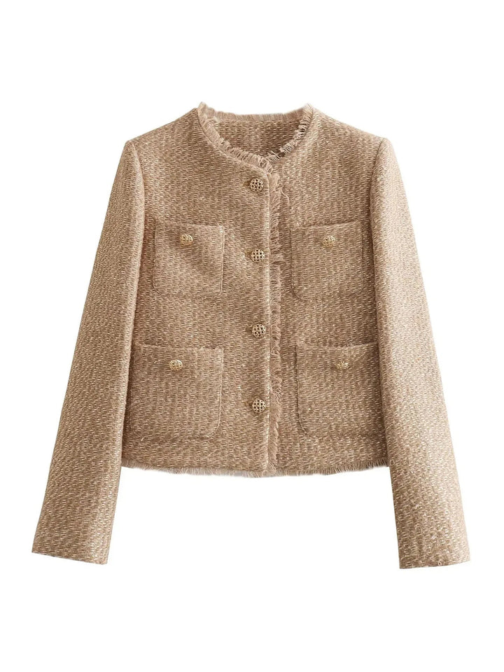 Niamh | Women's Cropped Tweed Blazer with Button Closure
