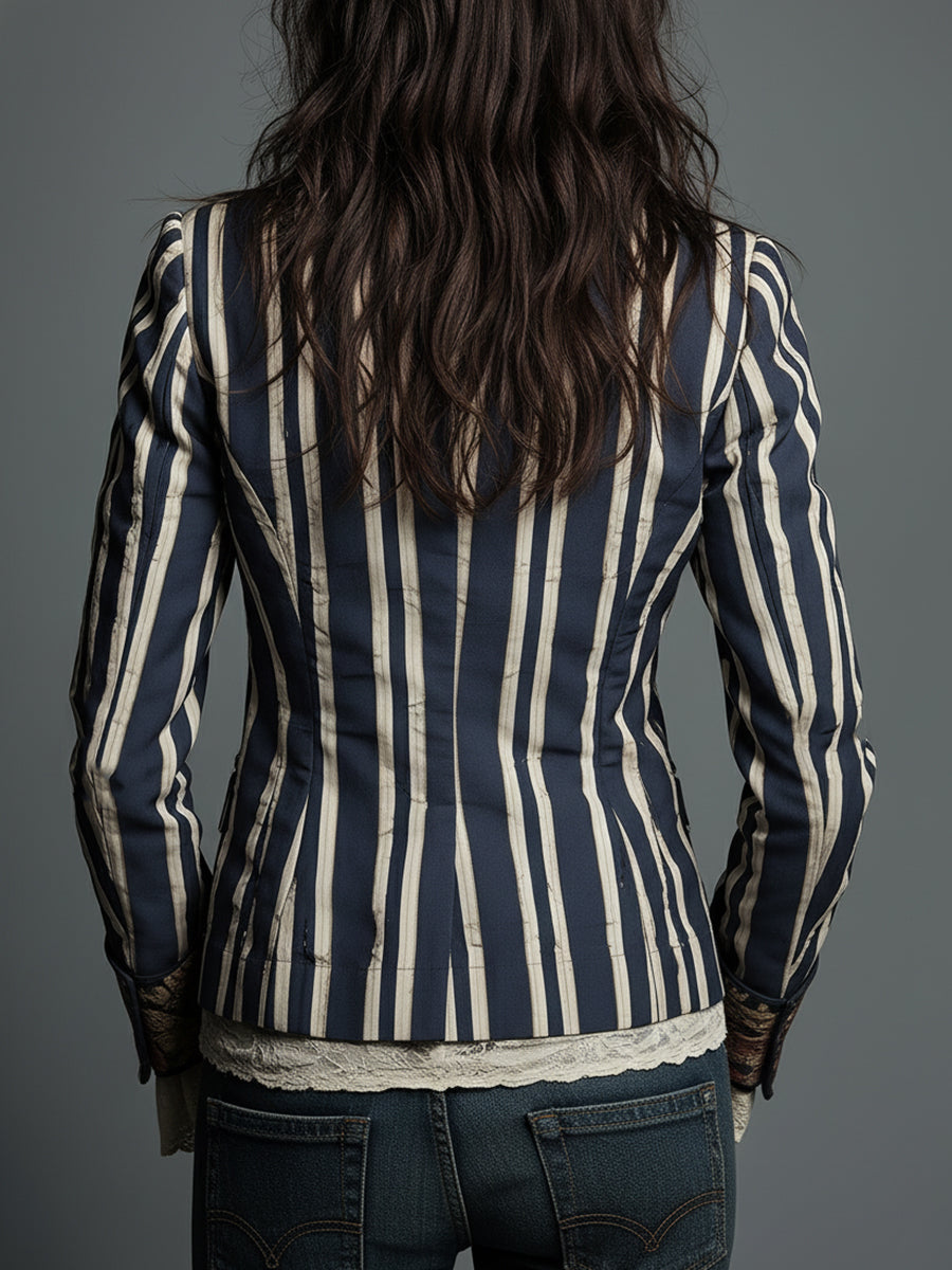 Avenorix Women's Floral Print Blazer with Structured Shoulders