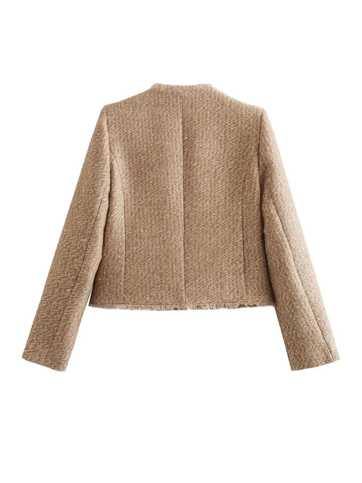 Niamh | Women's Cropped Tweed Blazer with Button Closure