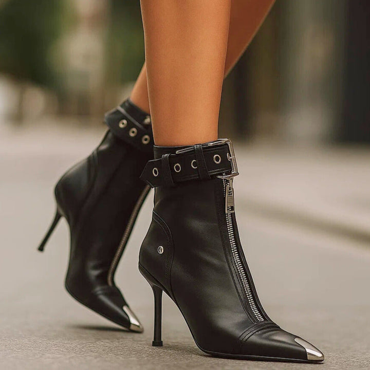 LYLA LEATHER ZIPPER BOOTS