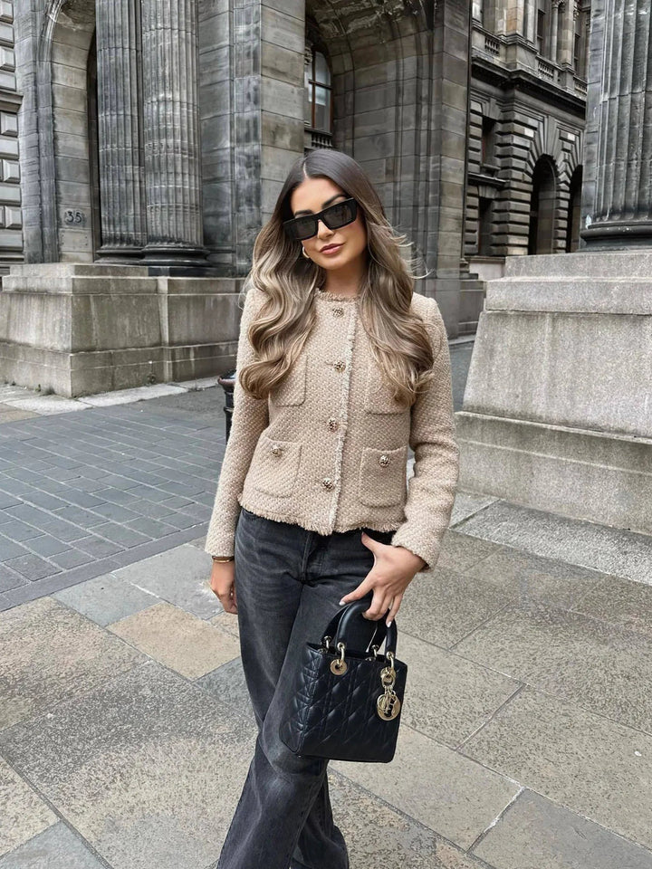 Niamh | Women's Cropped Tweed Blazer with Button Closure