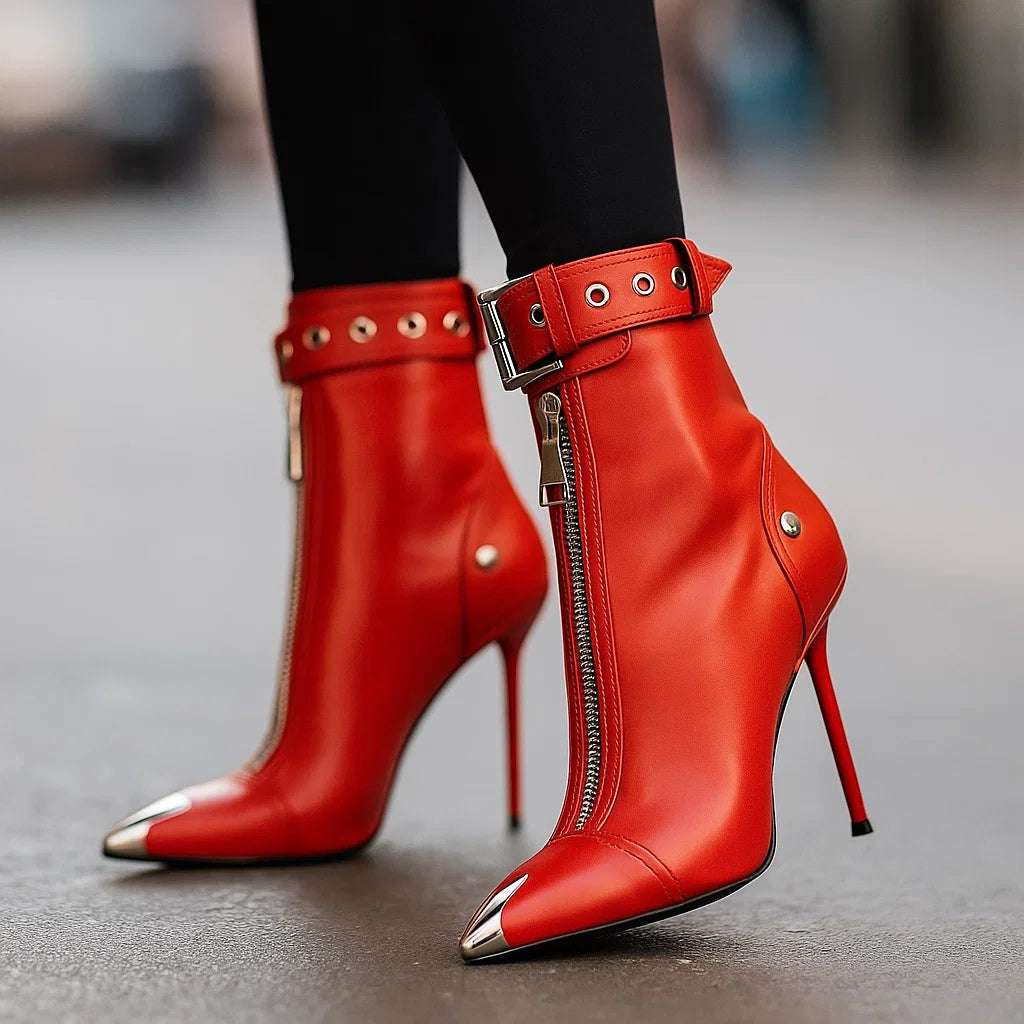 LYLA LEATHER ZIPPER BOOTS