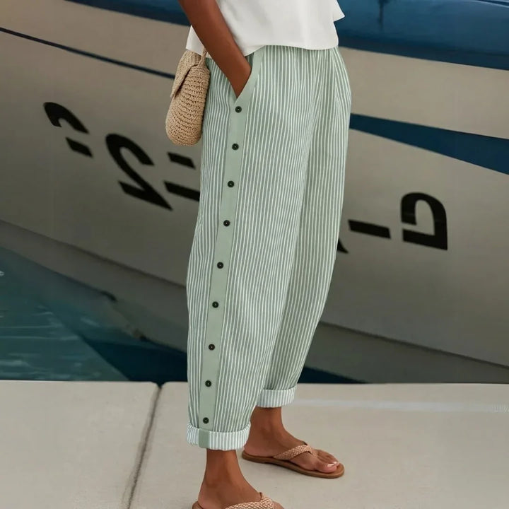 Caitlin | Striped Button-Up Trousers