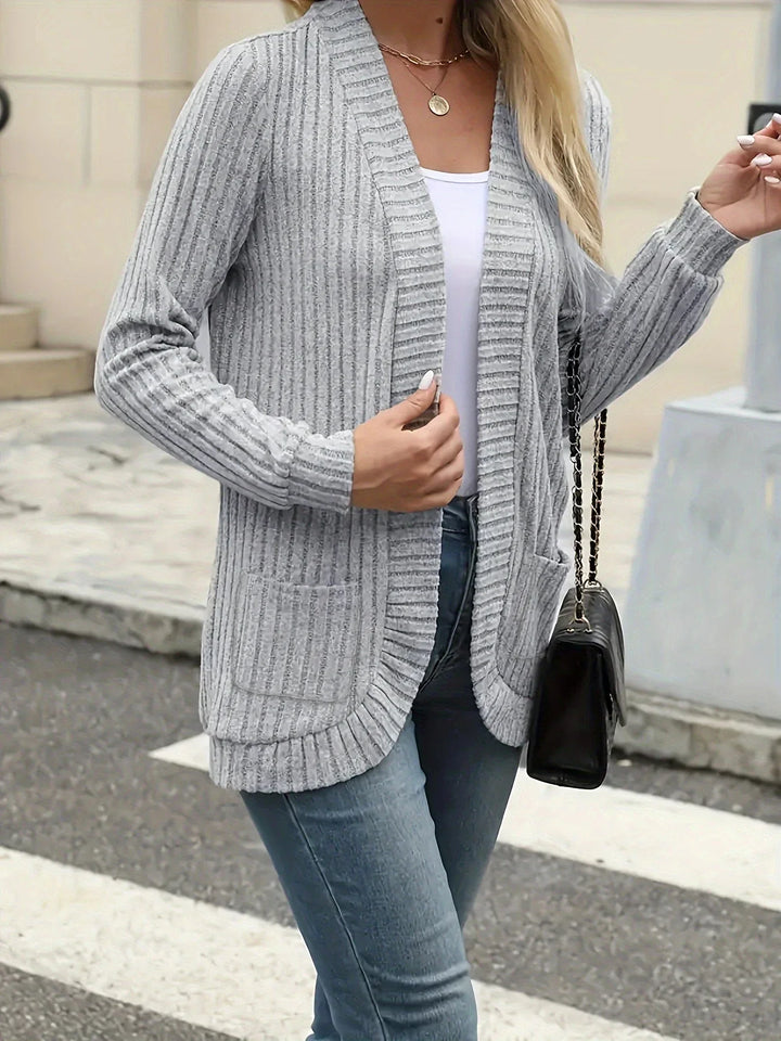 Cosima | Women's Ribbed Longline Cardigan with Open Front Drape