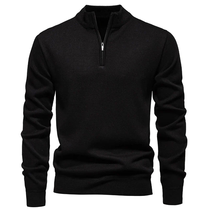 Casual Knitted Sweater with Half Zip
