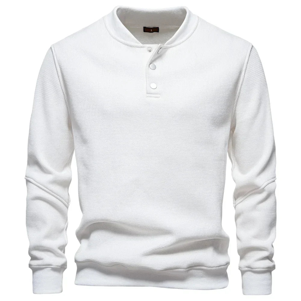 Fleece-Lined Sweatshirt with Button Design