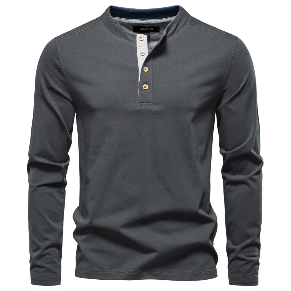 Henley Men's Shirt with Long Sleeves