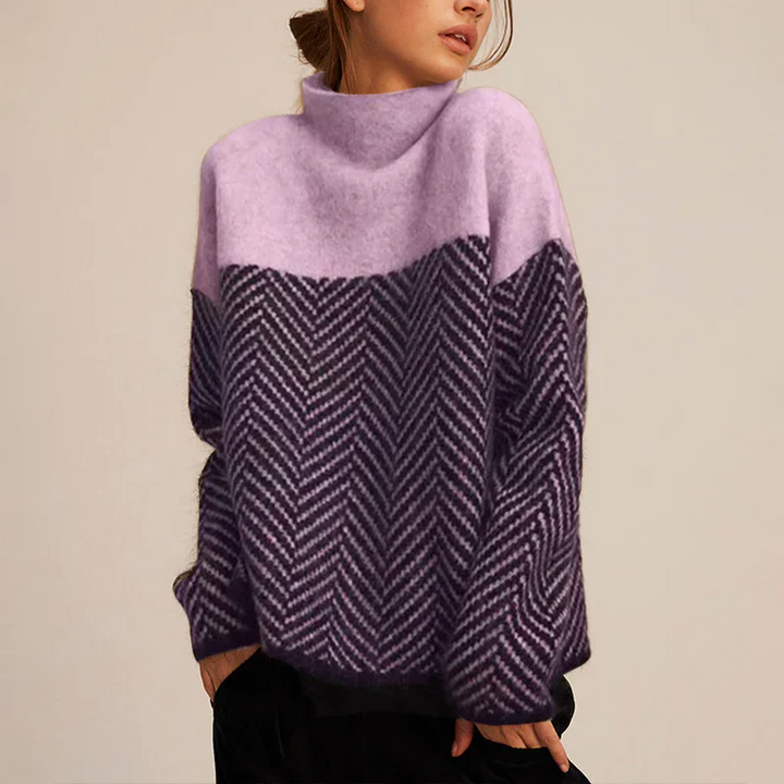 Petra Women's Chevron Knitted Turtleneck Sweater