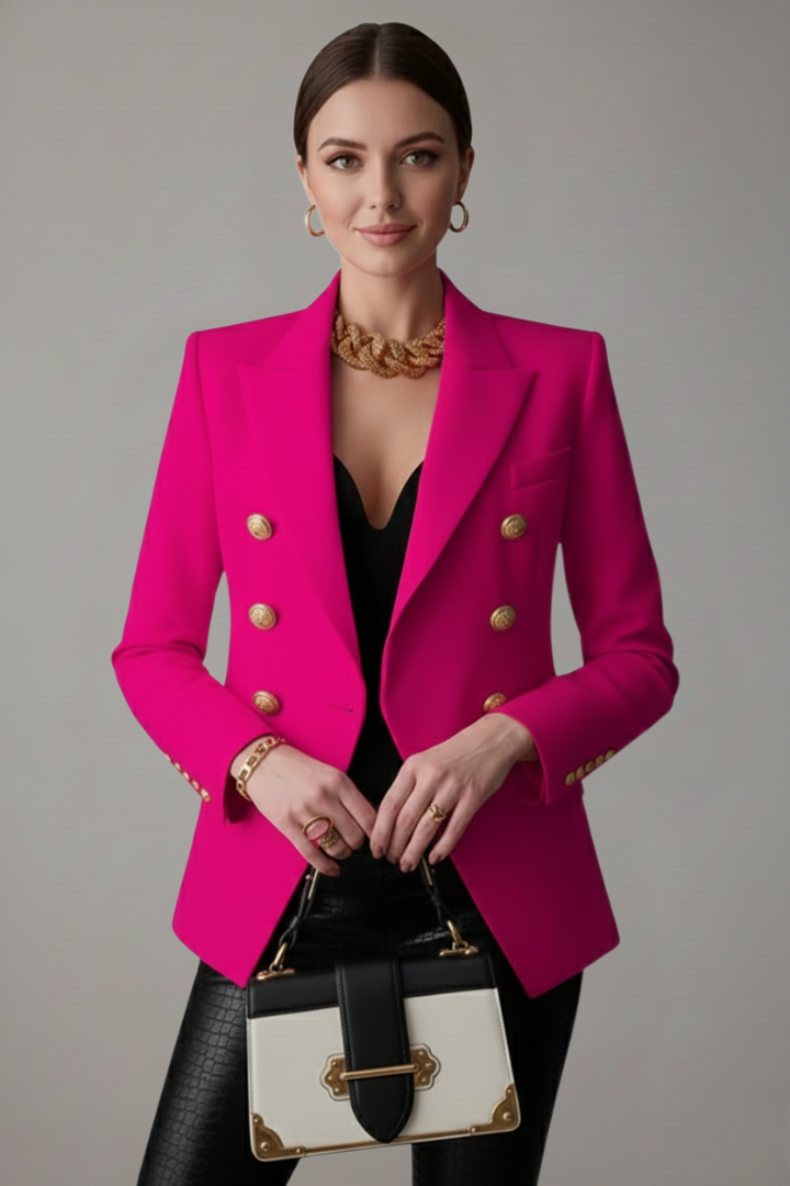 Clover | Women's Double-Breasted Blazer with Bold Button Front