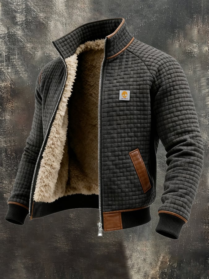 Textured Blouson with a Structured High Collar