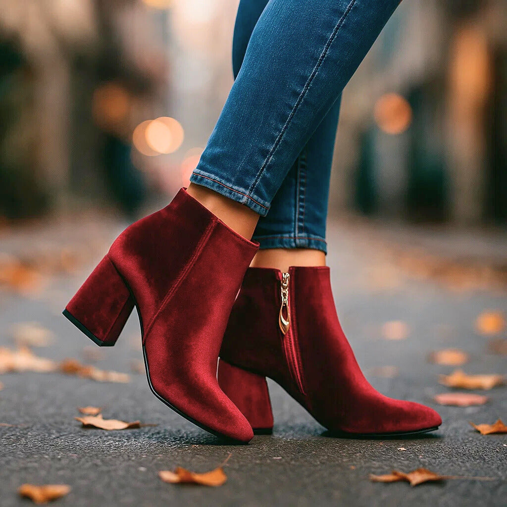 Valentina Luxe Velvet Ankle Boots