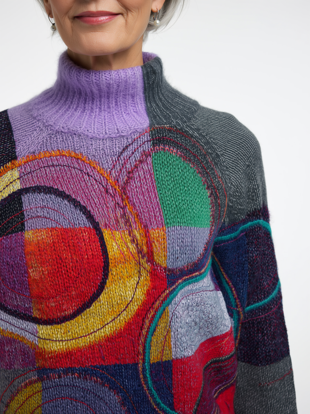 Kaia - Color-Blocked Knit Turtleneck Sweater