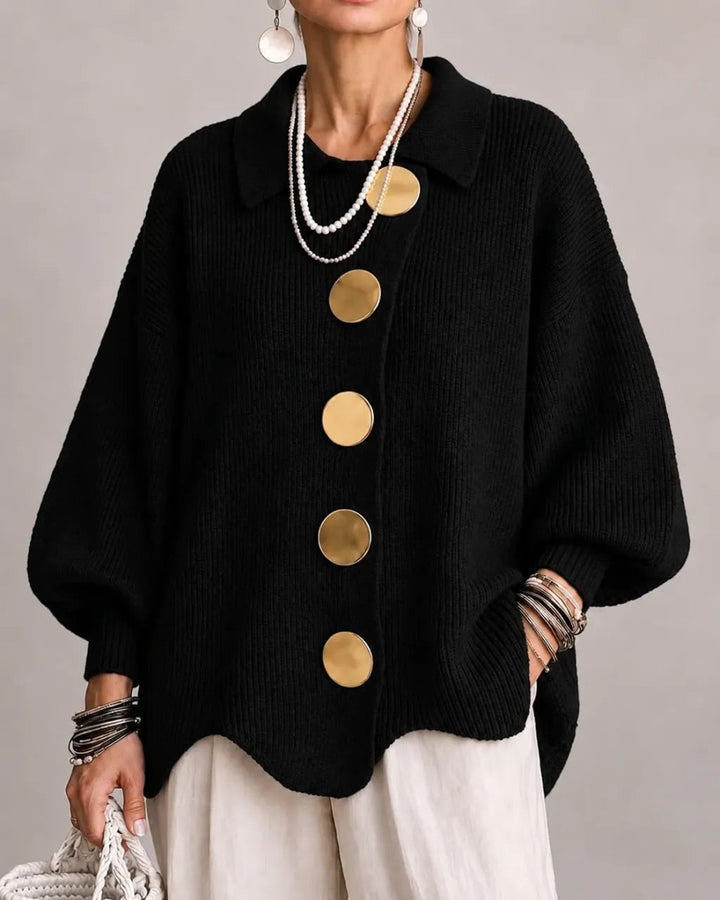 Harper statement button cardigan in black