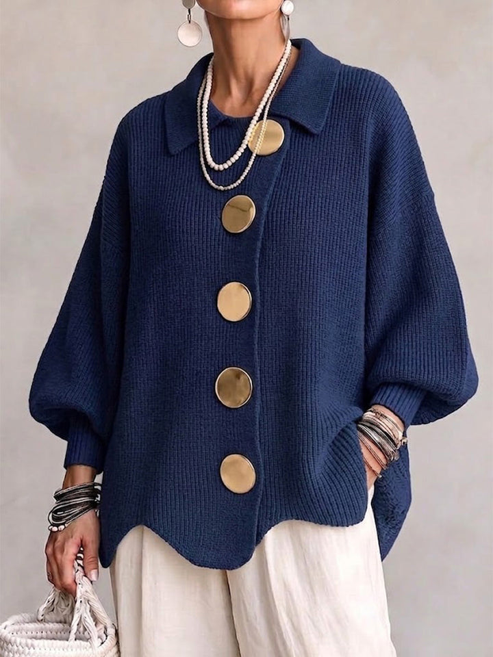 Harper statement button cardigan in blue