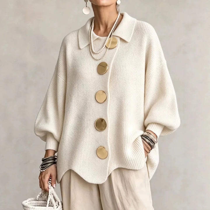 Harper statement button cardigan in cream