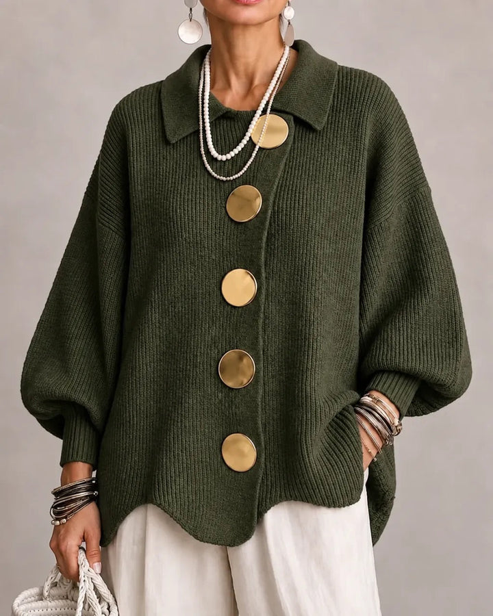 Harper statement button cardigan in green
