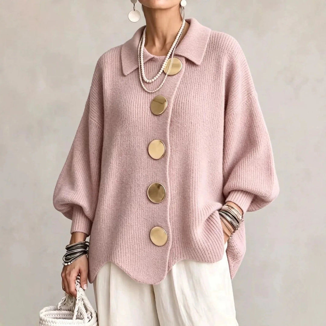 Harper statement button cardigan in pink