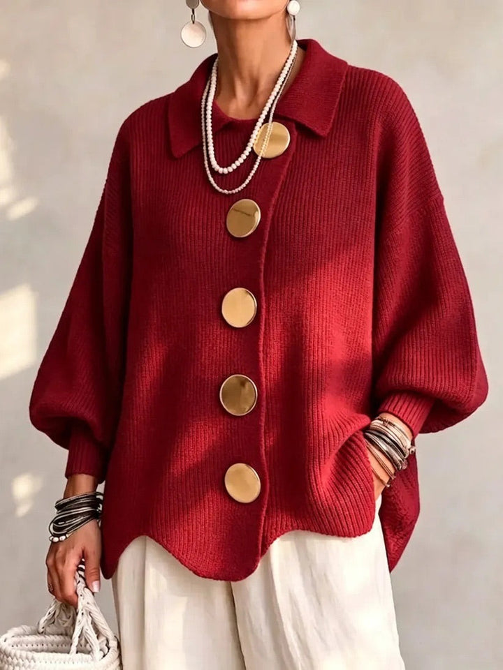 Harper statement button cardigan in red