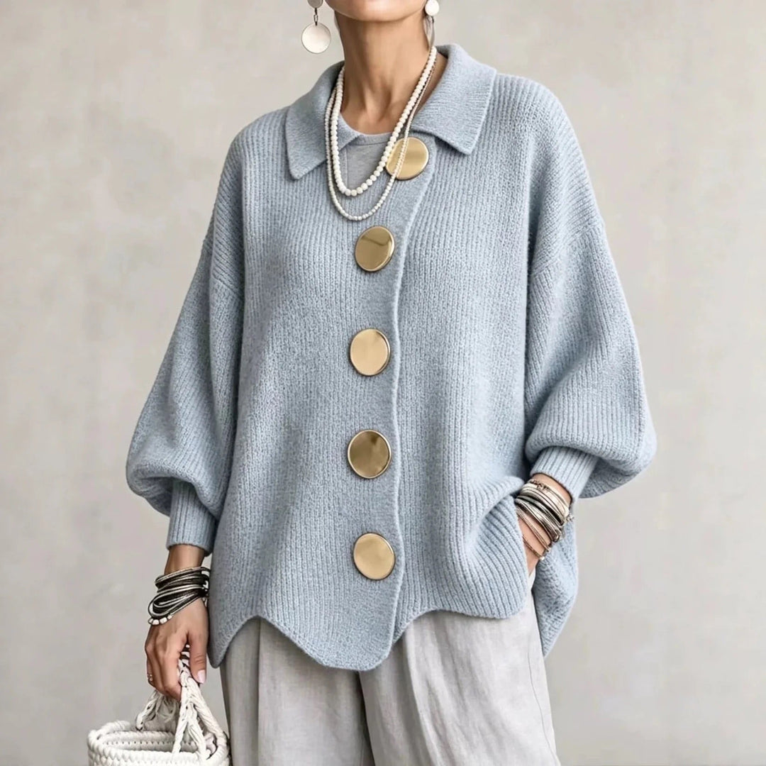 Harper statement button cardigan in sky blue