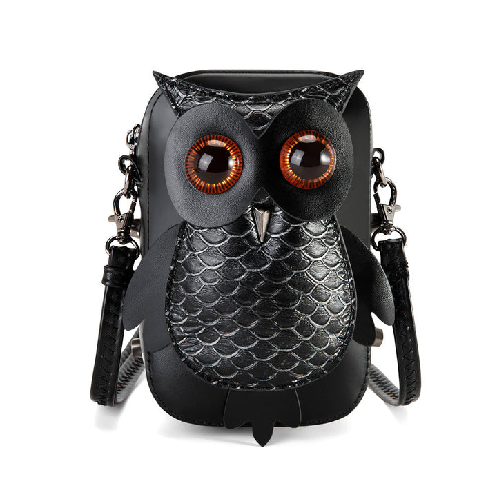 Hazel animal crossbody bag in black owl style
