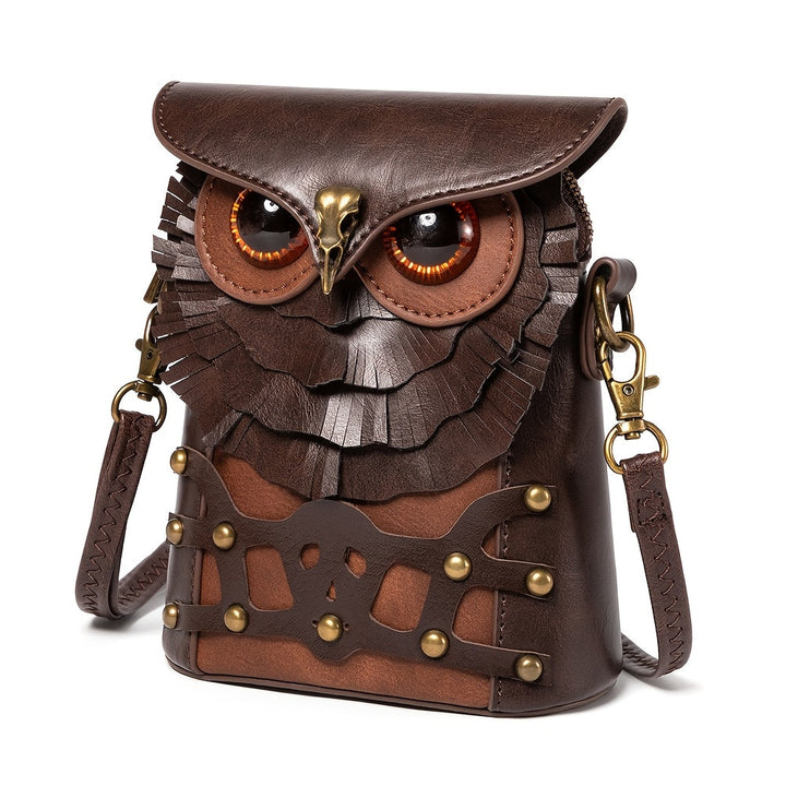 Hazel feathered owl crossbody bag detail