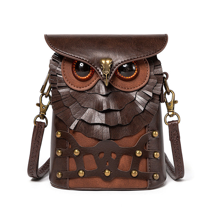 Hazel animal crossbody bag in feathered owl style