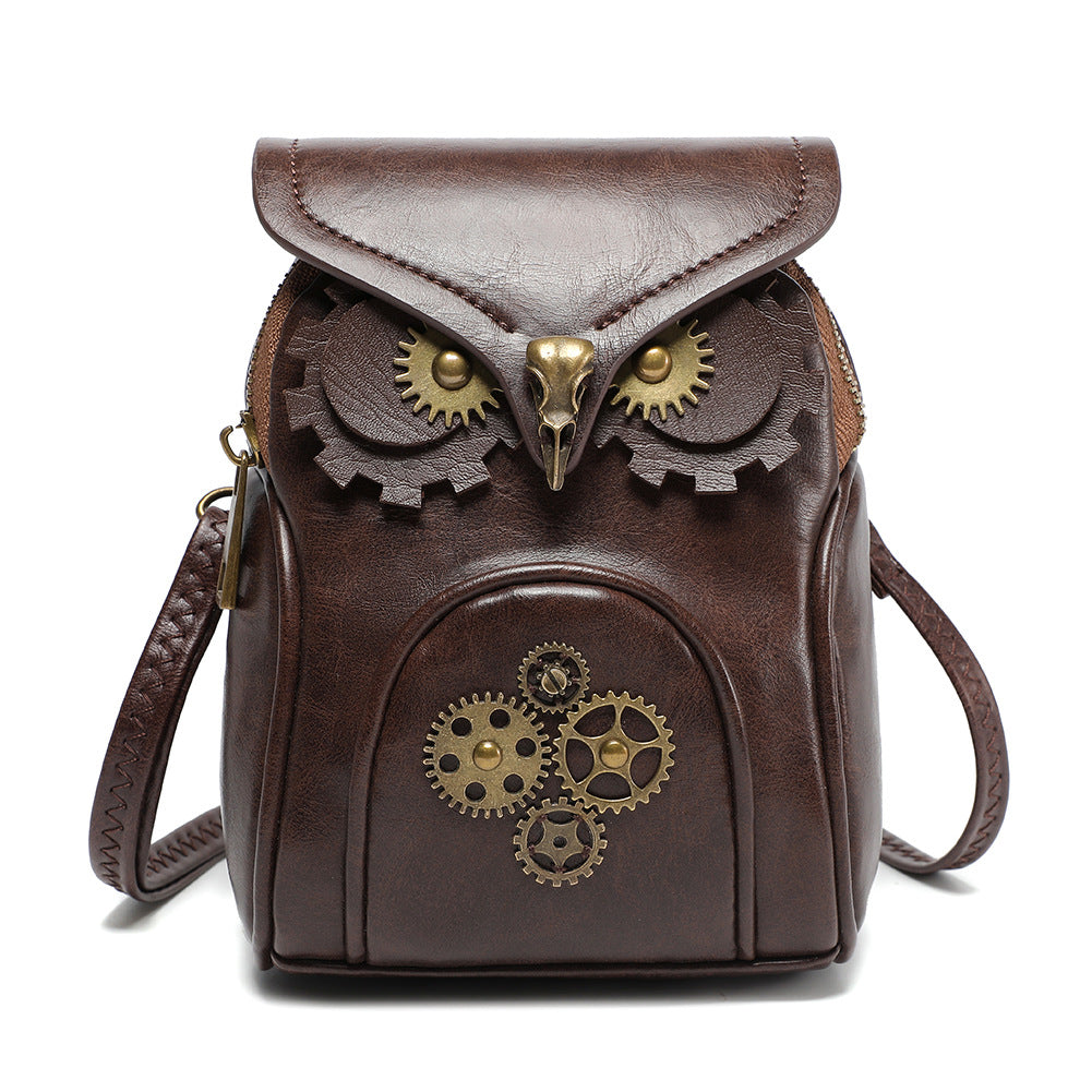 Hazel animal crossbody bag in steampunk owl style