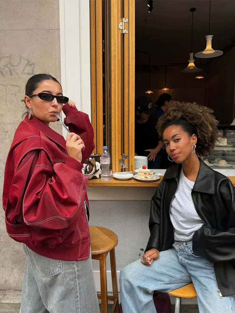 Naliyah | Women's Oversized Windbreaker Jacket with Contrast Stitching