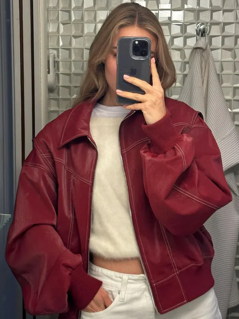 Naliyah | Women's Oversized Windbreaker Jacket with Contrast Stitching