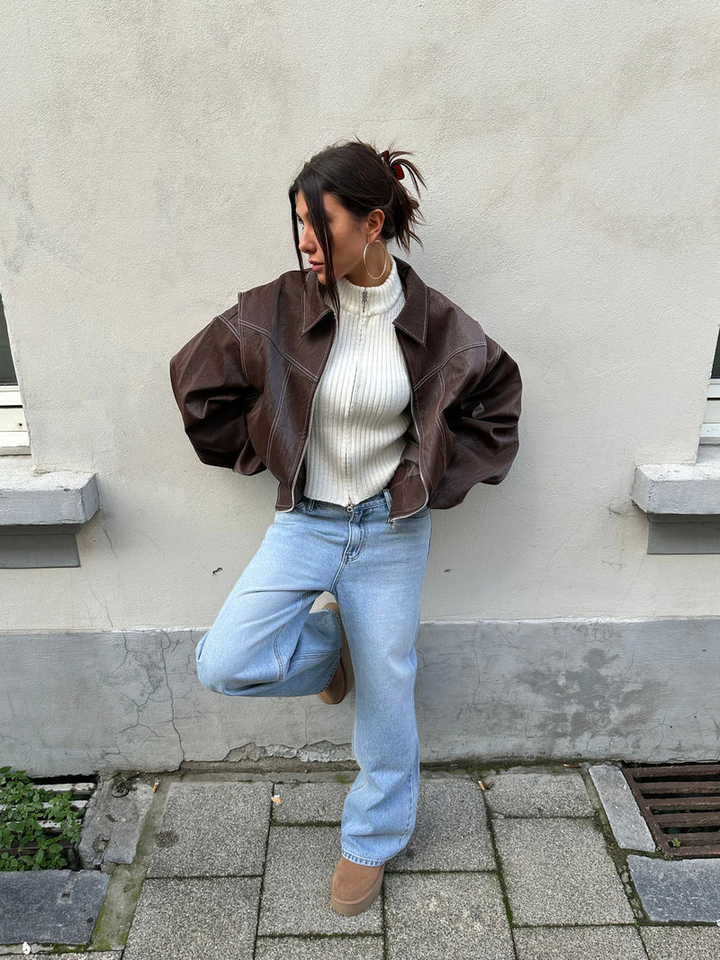 Naliyah | Women's Oversized Windbreaker Jacket with Contrast Stitching