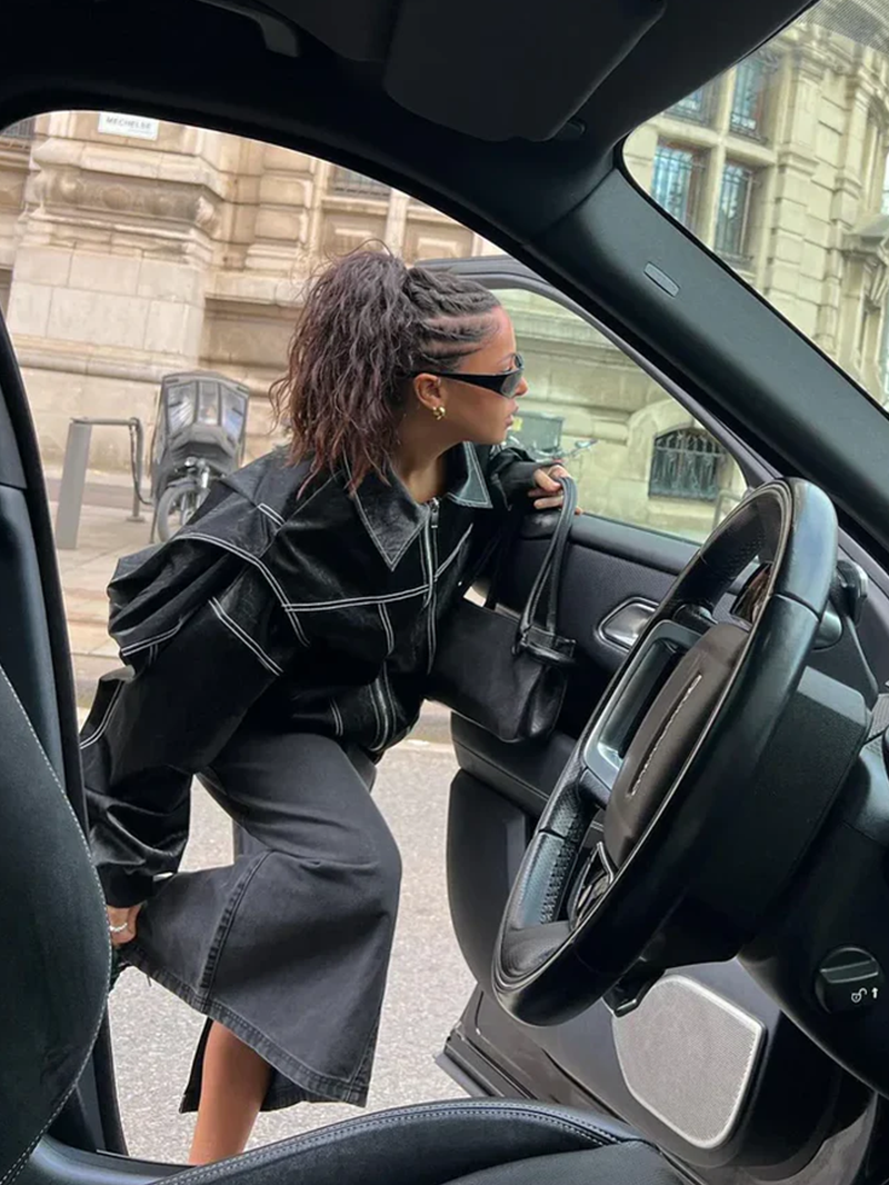 Naliyah | Women's Oversized Windbreaker Jacket with Contrast Stitching