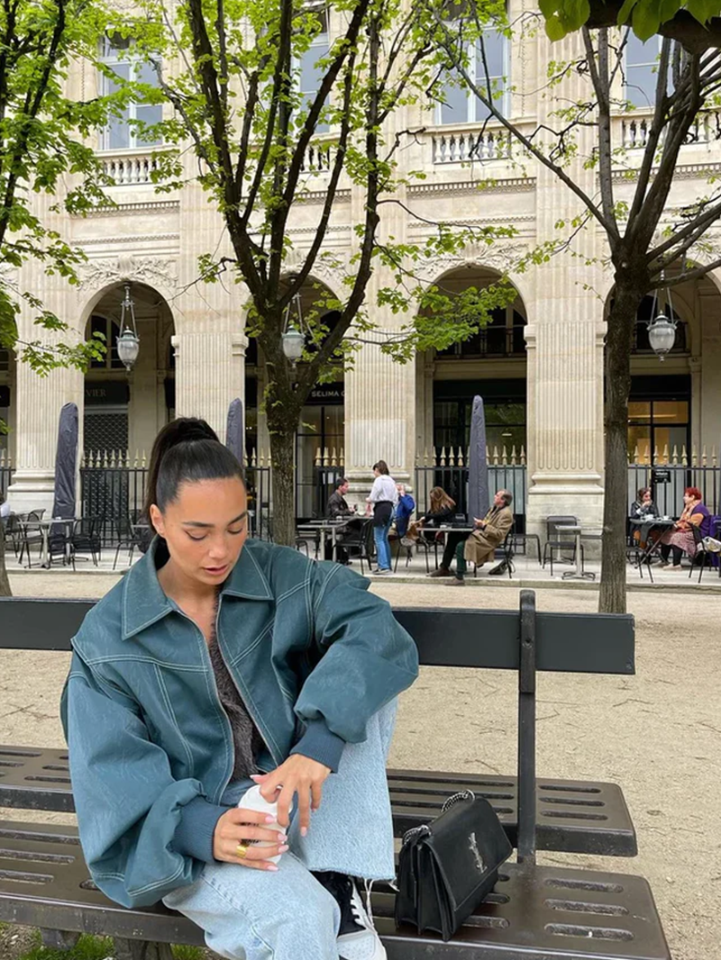 Naliyah | Women's Oversized Windbreaker Jacket with Contrast Stitching