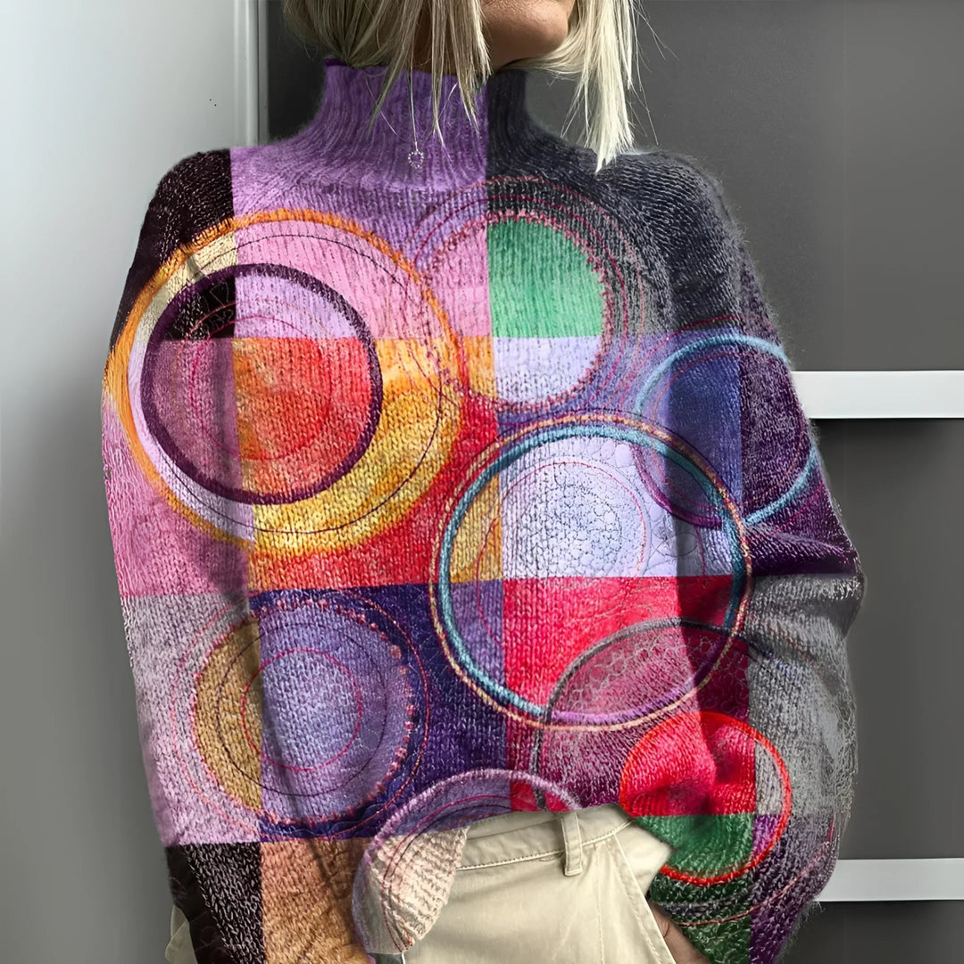 Kaia - Color-Blocked Knit Turtleneck Sweater