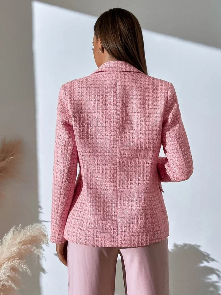 Lorelei | Women's Double-Breasted Plaid Blazer Featuring Pearl Buttons