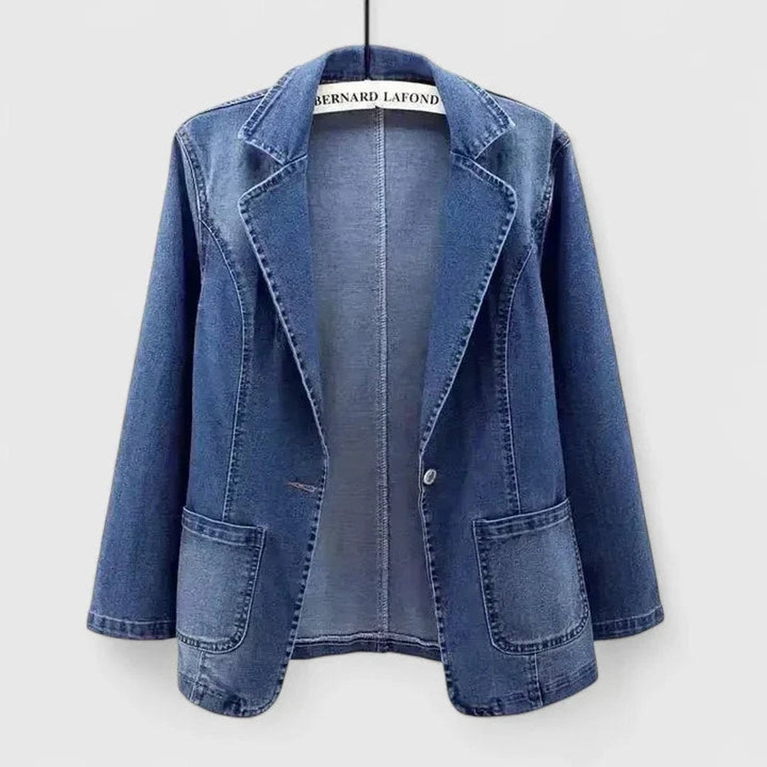 Grace | Women's Denim Blazer with Single Button Closure and Straight Fit